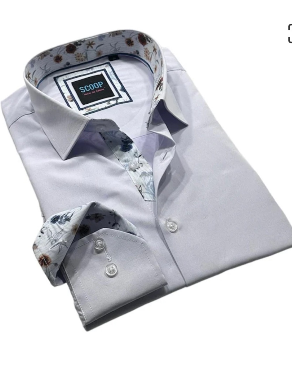 SCOOP Novel Lavendar Men's Dress Shirt with Floral Contrast